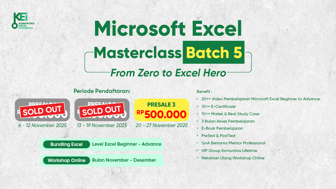 MICROSOFT EXCEL MASTERCLASS BATCH 5